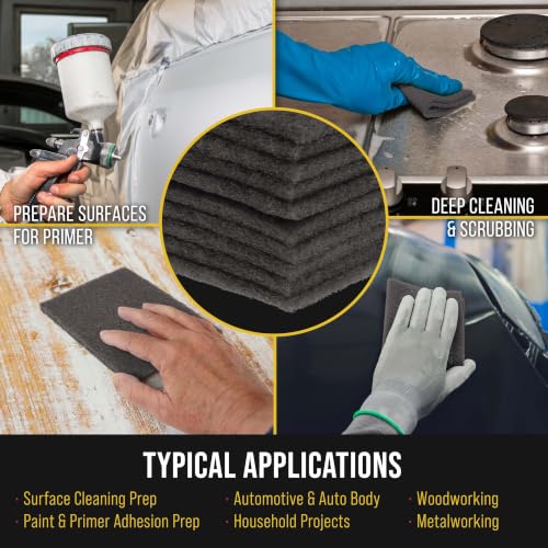 Image of Dura-Gold Premium 6 inch x 9 inch Gray Ultra Fine General Purpose Scuff Pads, Box of 10 - Final Scuffing, Scouring, Sanding, Cleaning, Paint Color Blend Prep, Surface Adhesion Preparation, Automotive Autobody