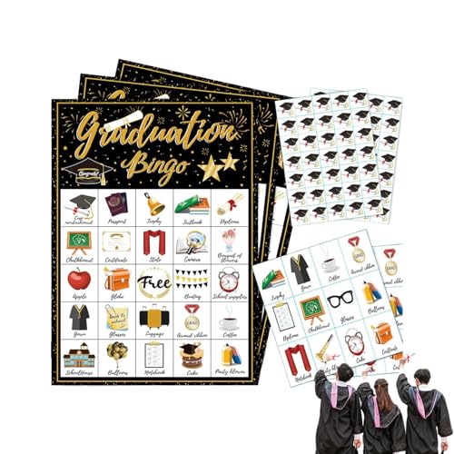 Opdestn Juego de Bingo para la Graduación, Regalos De con 24 Participantes, Actividad para La Graduación, para Familia Compañeros de Clase Instituto Universidad