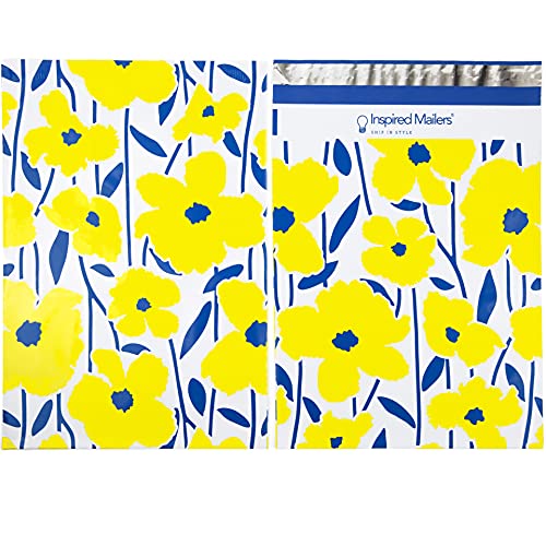 Image of Inspired Mailers - Poly Mailers 10x13-100 Pack - Bold Floral Print - Shipping Bags 10x13 - Packaging Envelopes Mailing Bags - Packing Bags for Shipping - Printed Poly Mailers