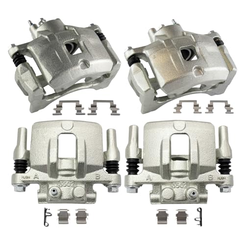 Image of TRQ Front and Rear Brake Caliper Set Zinc Coated Brackets Compatible with 2011-2014 Chrysler 200 2007-2010 Sebring 2008-2014 Dodge Avenger 2007-2017 Jeep Compass Patriot