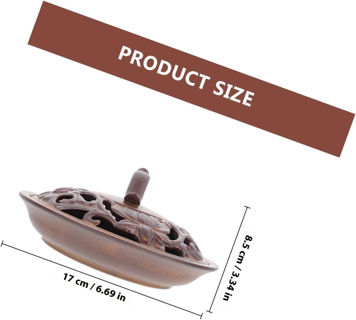 OUNONA Ceramic Incense Burner with Lotus Design, Indoor Desktop Incense Holder and Coil Burner Base, Vintage Bronze Style Censer Ornament for Home Fragrance and Meditation