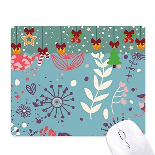 Tapis de souris en caoutchouc à motif feuilles bleues et fleurs pour bureau