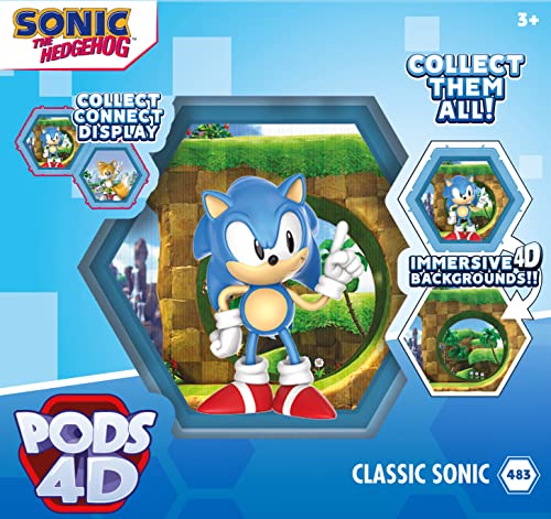 PODS 4D Classic Sonic | Figurine Unique à Collectionner connectable Qui éclate de Leur Monde en Le vôtre | Affichage Mural ou étagère | Jouets Sonic et Cadeaux | Série 1 n° 483 Cover