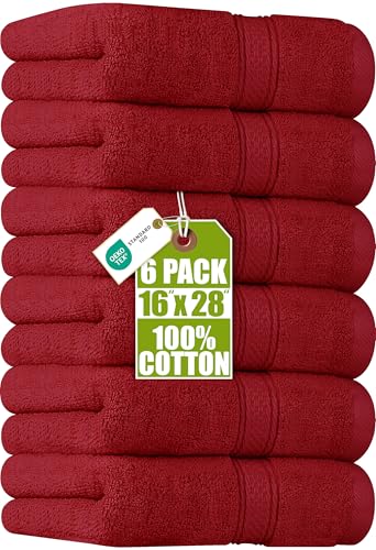 Image of Utopia Towels 6 Pack Premium Hand Towels Set, 16 by 28 inches, 100% Ring Spun Cotton, Ultra Soft and Highly Absorbent 600GSM Towels for Bathroom, Gym, Shower, Hotel, and Spa, Red