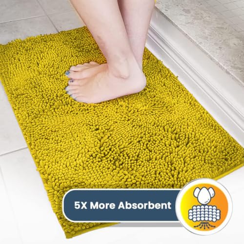 Image of Muddy Mat | Super Water Absorbent Door Mat Indoor, Microfiber Quick Dry Chenille Entryway Rug,Slip Resistant Front Door Mat,Indoor Mats for Entryway,Machine Washable Pet Rug, Lemon Yellow 30 inch x 60 inch