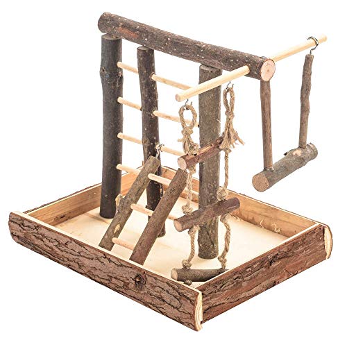 Natural Living Activity Holzständer Spielplatz für Wellensittich, kleinere Papageien und Haustiervögel