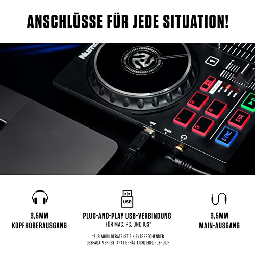 Numark Party Mix II - DJ Controller Desk with 2 Decks, Built-in DJ Lights & DJ Mixer, Supports Direct Streaming from TIDAL, SoundCloud and More – Bild 7