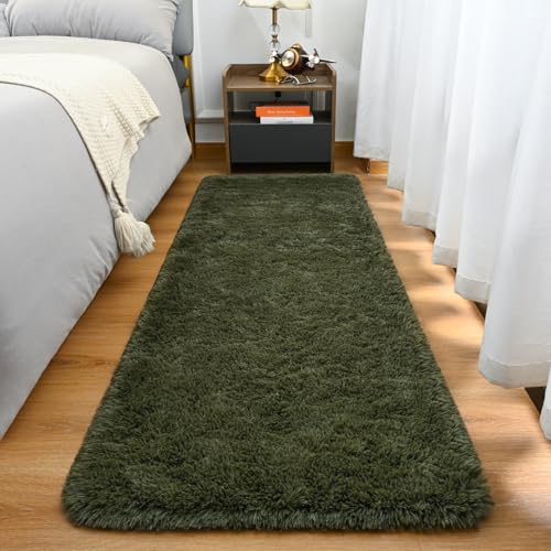 Goideal Fluffy Runner Rug for Bedroom Living Room, 2x6 Olive