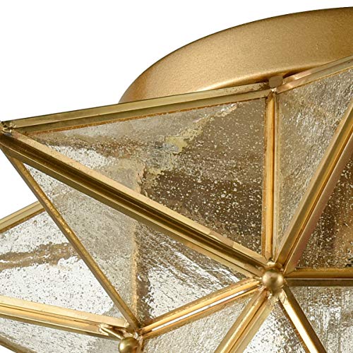 daycent modern moroccan seeded glass brass moravian star flush mount ceiling light 15 inches 1-light