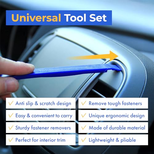 Image of Auto Trim Removal Tool Set - 12pcs (No Scratch Plastic Pry Kit) - Auto Trim Car Tools, Easy Door Panel Removal Tool for Fastener, Clip, Molding, Dashboards, Interior Tools (Pack of 2)