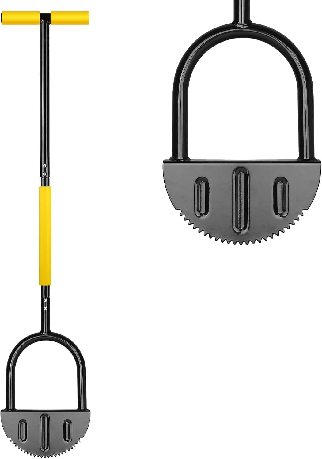 Lawn Edger Tool Carbon Steel Grass Edge Cutter 42-inch Long Handle Manual Lawn Edger Half Moon Garden Edging Tool with T Handle and Saw-Tooth Blade Grass Edge Trimmer for Yard Flower Bed Driveway
