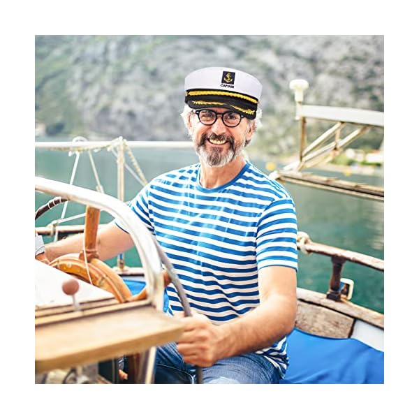 Luoem adjustable yacht captain's hat sailors sea cap navy captain hat adult sailor cosplay costume accessory (white) - image 7