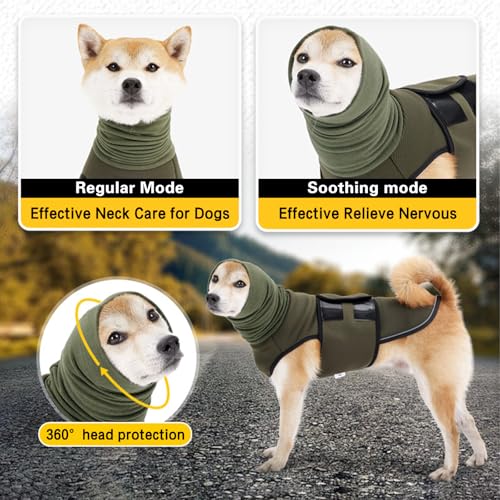 Yanmucy Dog Calming Coat with Adjustable Anxiety Jacket and Ear Muffs - Relieve Nervous Dog Vest for Anxiety Fireworks (Green, S) - Image 3