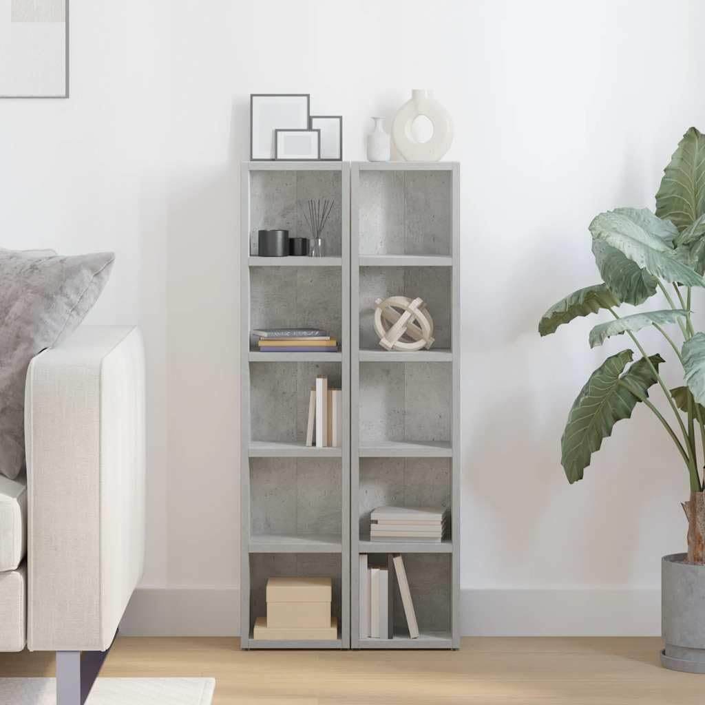 vidaXL Armoires à CD 2 pcs, Meuble de Rangement avec Compartiment, Armoire de Bureau Chambre Maison Intérieur, Gris Béton Bois d’Ingénierie