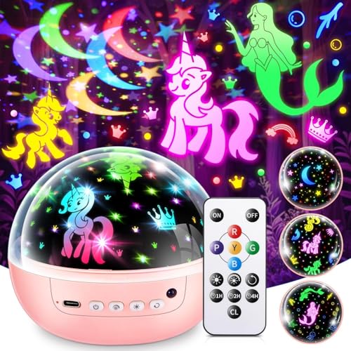 Image of Girl Toys Age 1-10 Years Old, 【3 Film & 93 Colors】Princess Toys Mermaid Toys Unicorn Toys for Girls Age 4-6 Night Light for Kids Projector, Remote Control Little Girls Toys, Girl Gifts Toys for 3-8