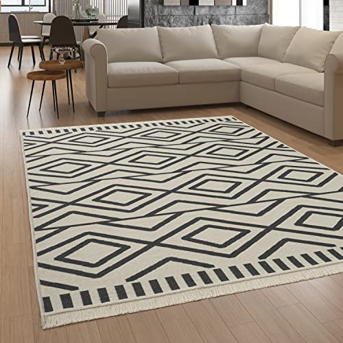Paco Home Alfombra Salon De Habitacion Se Puede Lavar En La Lavadora Motivo Nordica Motivo Boho Chic, tamaño:120x160 cm, Color:Antracita 2