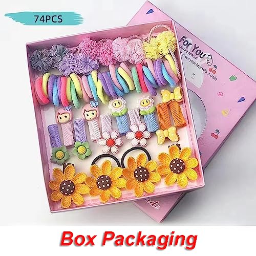 Image of Shining Diva Fashion 74-1220 Pcs Colorful Hair Bands, Hairpins, Ponytail Holders, Flower Clips, BB Clips, Bamboo Knots, Hair Extensions, Headbands for Girls Kids Baby Toddlers | A Box of Multipurpose Girls Hair Accessories Set | Birthday Gift for Girls