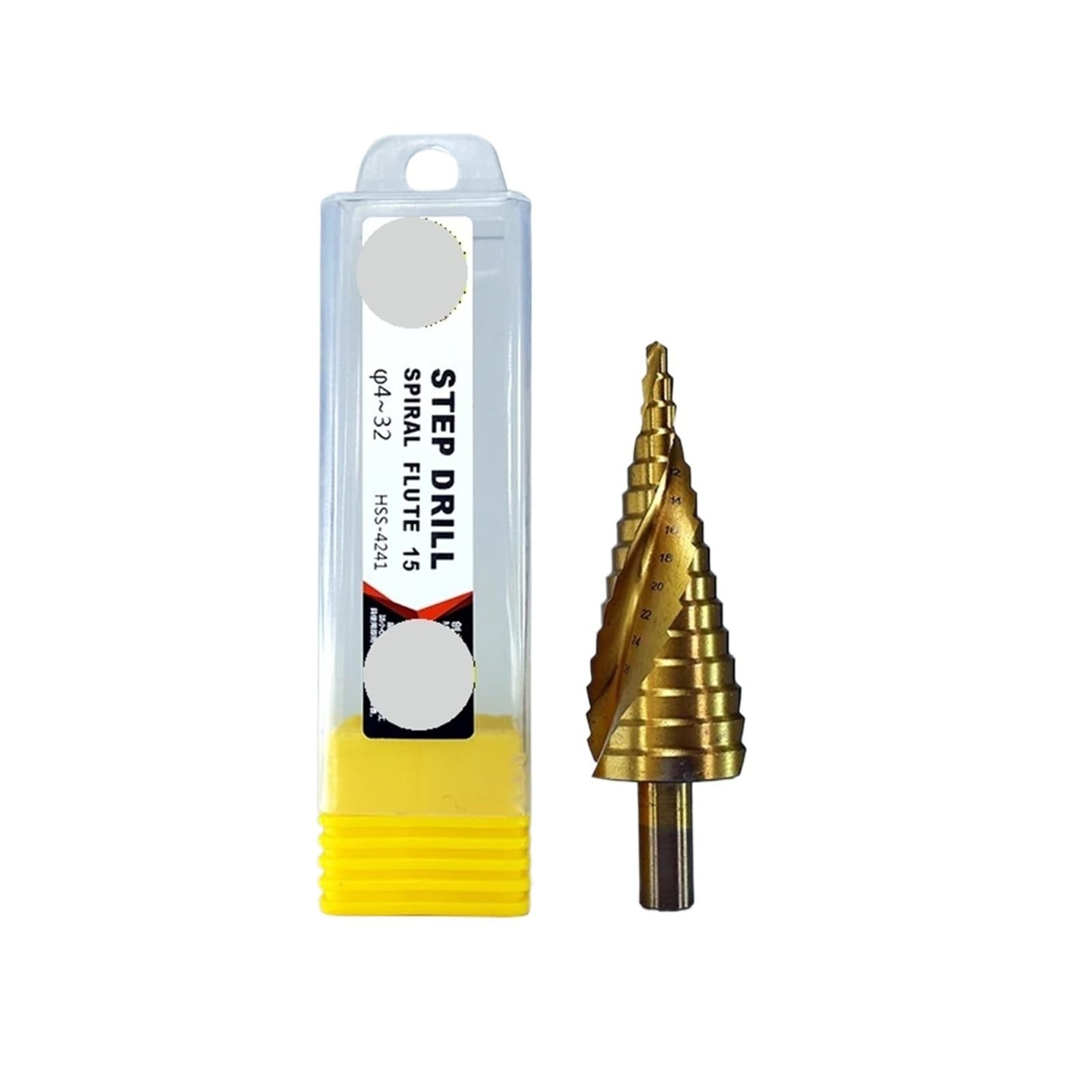 Wiertło stopniowe HSS 4-12 4-20 4-32 powlekane tytanem, stożkowe, spiralne, proste, ze stali, drewna i metalu, otwór 1 szt.(65-Straight-15step)
