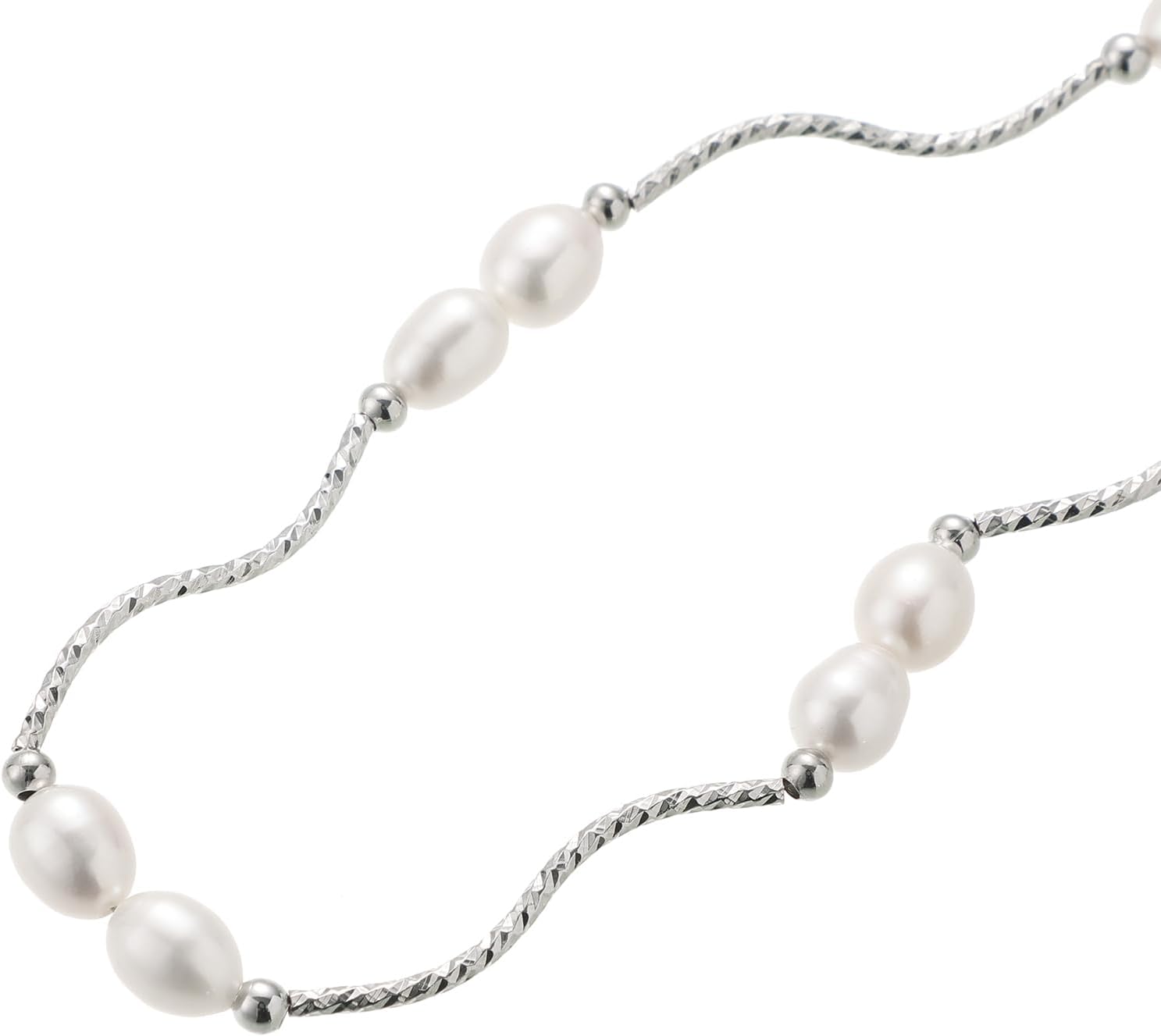 Little Waves Dance Freshwater Pearl Necklace for Women, 6-7mm Rice-Shaped Slightly Flawed, Gold-Filled Fashion Jewelry - Image 7