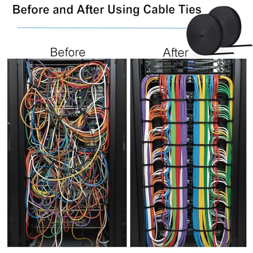 Cintas reutilizables para gestión de cables, 56 yardas x 1/2 pulgada, correas resistentes de gancho y bucle para organización de cables, enrolladores autoadherentes para escritorio, PC, TV, oficina y hogar miniatura 4