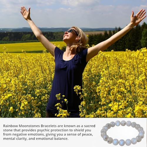 Image of ANAYA AGATE Healing Crystal Bracelet for Women and Men - 8mm Round Beaded Bracelet for Men and Women - Unisex Stretchy Gemstone Bracelet for Healing and Protection
