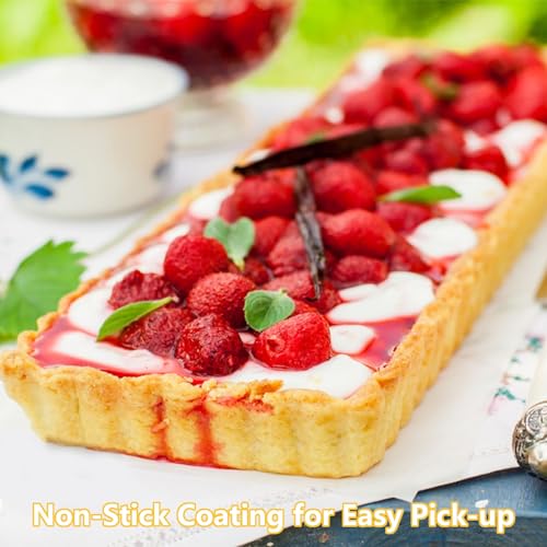 WOPPLXY Confezione da 3 Stampo per Crostata Rettangolare, Stampo per Crostata con Rivestimento Antiaderente 25 x 10,2 x 2,5 cm con Base di Sollevamento, Stampo per Quiche in Lega di Alluminio Nero - immagine 6