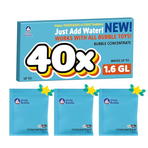Uncle Bubble Concentrated Bubble Solution (up to 12L/3.2 Gallons) Regular Bubbles for Bubble Machine, Bubble Gun, Bubble Wands, Bubblw Mower, Bubble Juice Refill. Make 6L/1.6 Gallons for Giant Bubble
