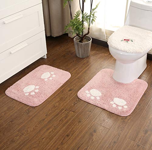 玄関マット バスマット 浴室足ふきマット トイレマット 風呂マット キッチンマット マイクロファイバー 中敷カーペット ピンク 速乾 強力吸水 抗菌 丸洗い 滑り止め 浴室 台所 50*55cm キッチン 屋内 屋外 足ふきマット