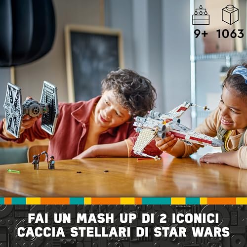 Star Wars 75393 Mash-up TIE Fighter e X-Wing - Giocattolo da Costruire con 2 Astronavi Personalizzabili, 4 Minifigure e un Droide - Regalo Creativo per Bambini e Fan da 9 Anni in su - Lego - Immagine 2