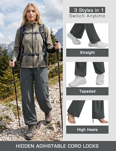 Image of Women's Cargo Pants 28 inch /30 inch Lightweight Quick Dry Casual Travel Pant Streetwear for Work Hiking Outdoor with 8 Pockets