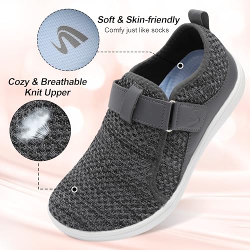 Image of Spesoul Wide Womens Walking Shoes Adjustable Diabetic Shoes Breathable Zero Drop Barefoot Shoe Neuropathy Edema Nursing Shoe Wide Width Sneakers