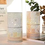 JHY DESIGN Set of 2 White Table Metal lamp Battery Powered Cordless Accent Light with Edison Style...
