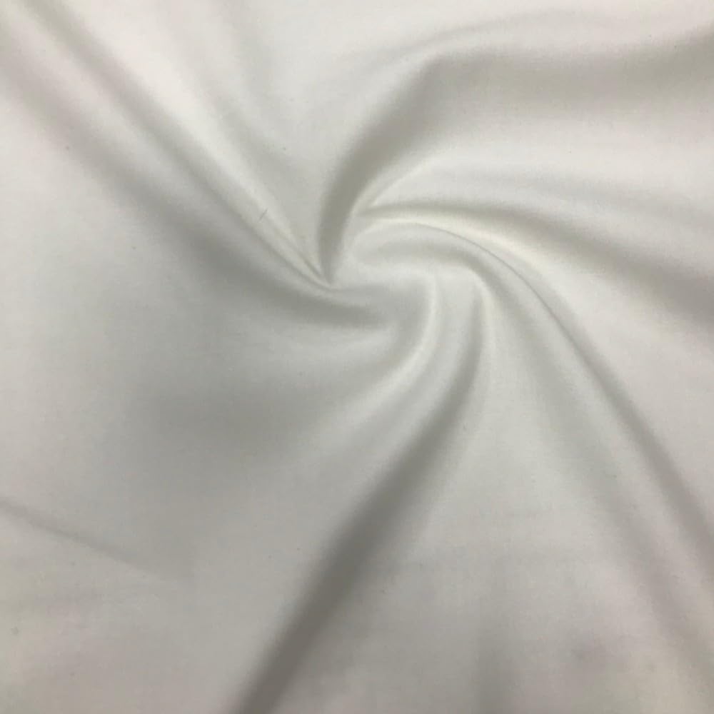 EU Fabrics Polycotton Drill Upholstery Fabric - Polyester and Cotton Blend Fabric - Dressmaking Twill Material for Workwear, Table Covers, Draping, and Uniforms (White, Sample 10CM X 10CM)