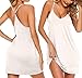 Ekouaer Womens V Neck Sleeveless Chemise Nightgown Sleepwear Full Slip Night Dress,Cream,Medium