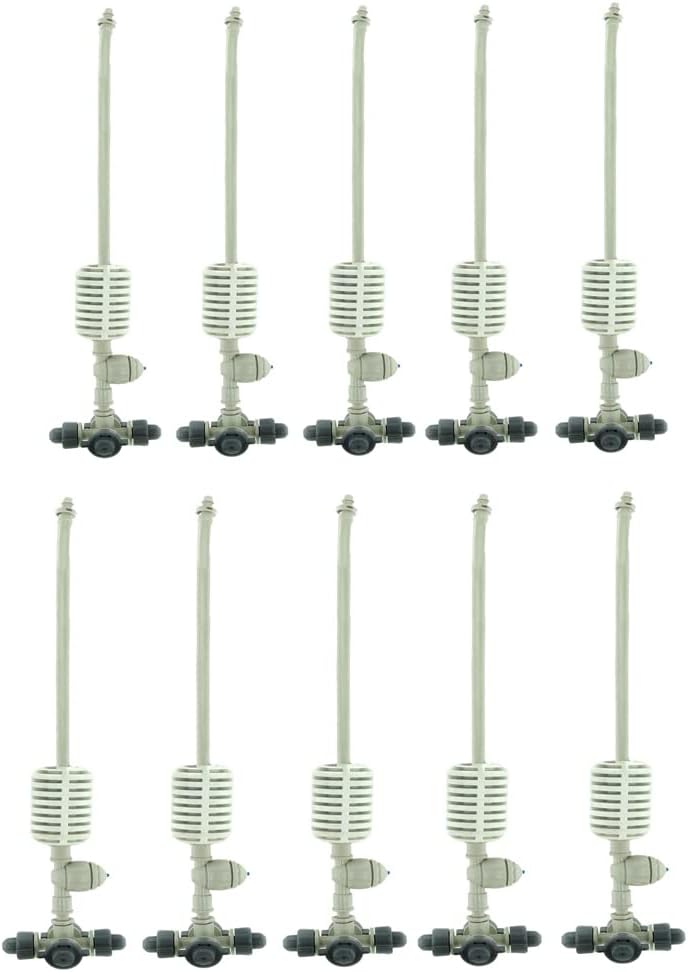 (10pcs) Irrigation Fogger System 4 Way Fogger Assembly Unit with Check Valve for Garden, Greenhouses, Mist Cooling System and Poultry Farm - Pack of 10