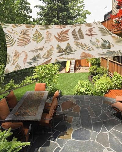 Brown Leaves Sun Sail Shades Rectangle Canopy,Sunlight Block Heavy Duty Curved Backyard Shade Cover,Waterproof Sun Shades for Patios Garden Outdoor,8'x10' Eucalyptus Plant Natural Farmhouse Botanical