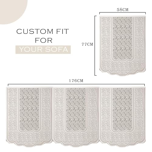 Image of Kuber Industries Sofa Cover | Net 5-Seater Sofa Cover | Sofa Slipcover for Living Room, Home Decor | 10 Pices | Zig Zag Print-Cream