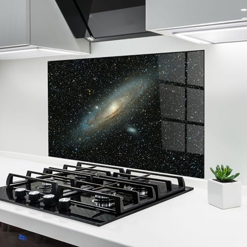 Image of ARTHUB® Glass Kitchen Splashback 50x70 cm, Tempered Glass 4mm | Heat Resistant, Stove Splash Guard, Wall Protector, Landscapes, Galaxy Stars