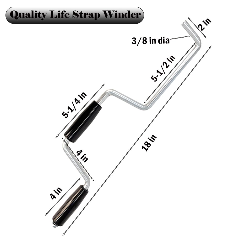 Quality Life Winch Strap Winder for Flatbed Trailer, Winding Straps Roll-up Hand Roller, Tie-Downs Winch Straps for Truck Trailer -2pcs