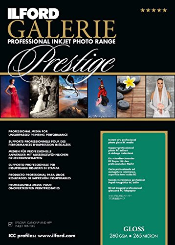 ILFORD Galerie Prestige Brillo - Papel fotográfico, 260 g, 100 hojas, 13 x 18