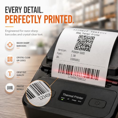 Image of PSF310 80mm 3inch Mobile Billing Printer | Fast Clear Thermal Printing for Retail, Restaurant, Warehouse & Delivery | Bluetooth + USB | Portable | Android, iOS & Windows Compatible