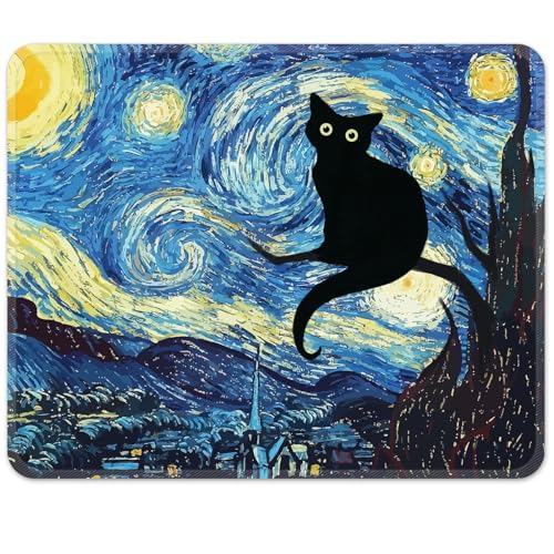 Semtomn CZH23122027-MPS Cute Cat Sky Night Mouse Pad Square 9.5 Inch X 7.9 Inch cover