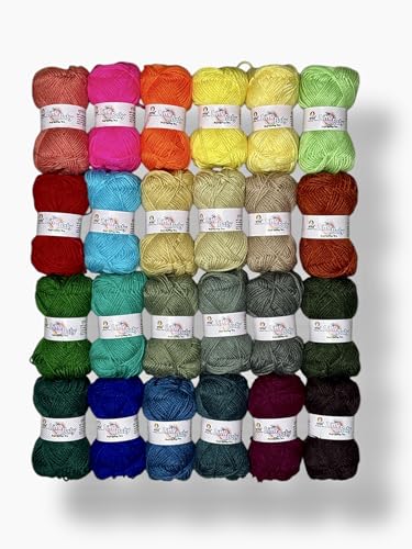 Image of NTGS Multicolor Yarn Pack of 24 Wool Balls (1 Ball / 20 Grams), 480 Grams (aprox) Assorted Bright & Pastel Shades, 100% Acrylic, Ideal for DIY, Knitting & Crocheting Projects.