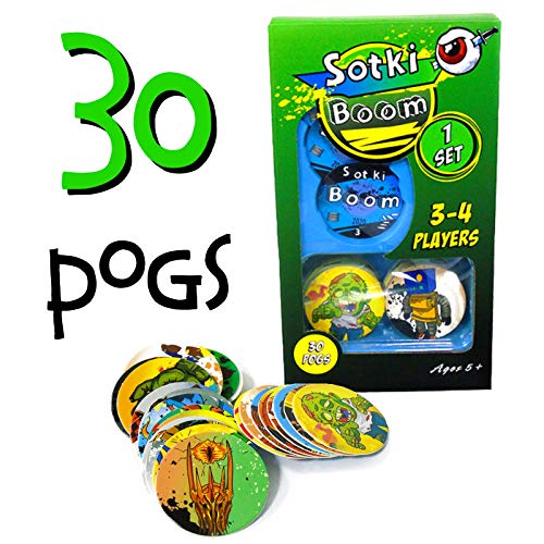 POG Retro Game | Sotki Boom | 30 Included Pogs Famalies, 5 Years + Relive Your Cool 90s Childhood with Our Retro Nostalgia POG Milk Cap KAPS POG Family Game 2 - 4 Players: 30 Pogs, 2020 Edition