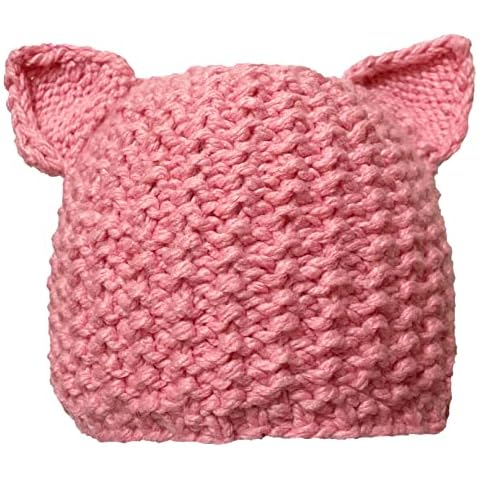 BIBITIME Pussy Cat Hat Women's March Beanie Winter Handmade Knit Animal Ear Cap (Pink, Adult) Cover