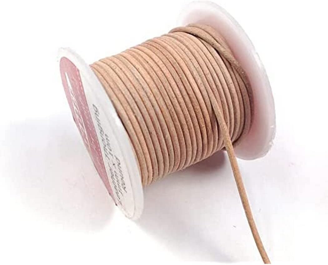 Arbee Round Leather Thonging Cord, 3 mm Diameter x 10 Meter Length, Natural