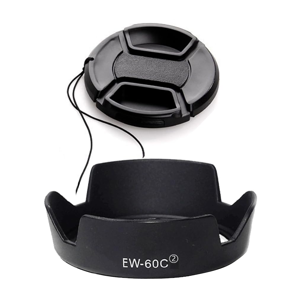 EW-60C Lens Hood & 58mm Lens Cap Compatible for Canon T8i T7i 4000D Camera kit EF-S 18-55mm f/3.5-5.6 Lens (2 Pack)