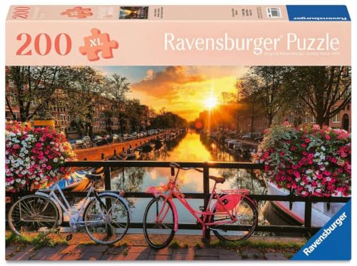 Ravensburger Puzzle 12001733 - Fahrräder in Amsterdam - 200 Teile Städte-Puzzle für ältere Menschen und Senioren mit größeren Puzzleteilen großer Bildvorlage und mit Stabiler Unterlage zum Puzzeln
