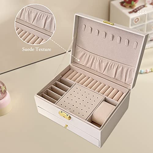 Boîte à bijoux 2 couches pour bagues boucles d'oreilles colliers