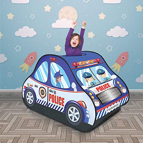 image for FUN LITTLE TOYS Police Car Pop Up Play Tent for Kids, Toy Playhouse fo